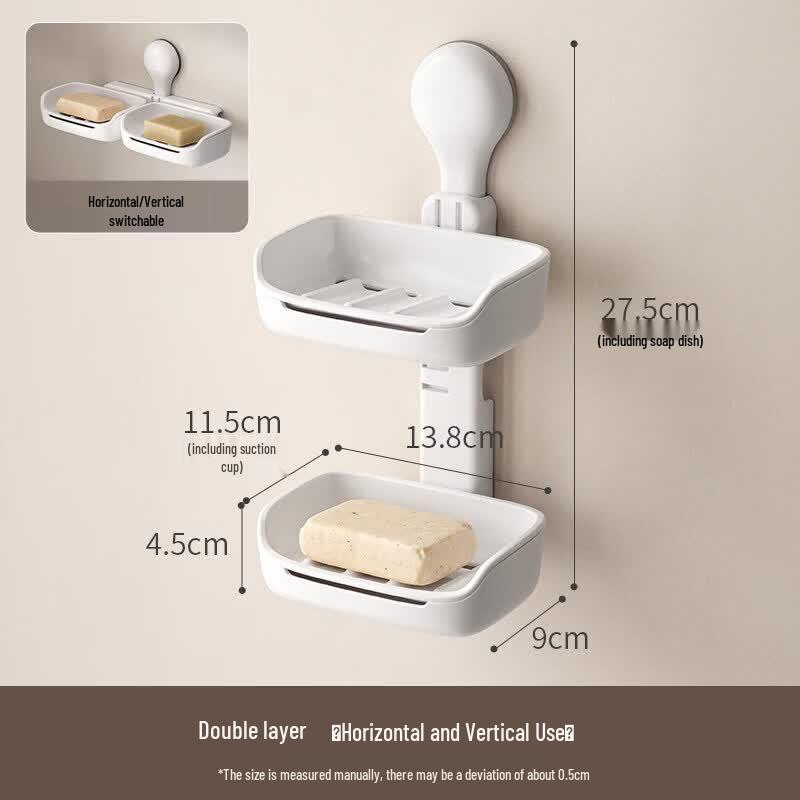 LIEI No-Drill Double-Layer Suction Cup Soap Dish