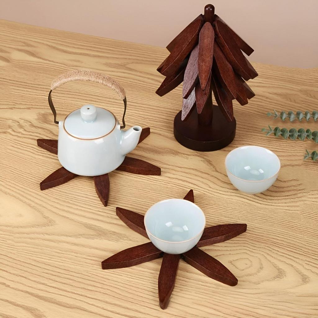 Bambu Noel Ağacı Isı Yalıtımlı Masa Altlığı Bardak Altlığı