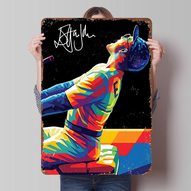 

Colorful Elton John Pop Art Portrait Printed Poster Customized Wall Art Retro Vintage Metal Tin Signs for Garage Decorations 20x30cm（7.8x11.8inch）