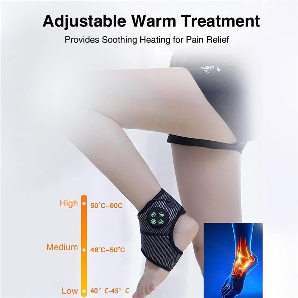 Electric Ankle Massager, Heating Vibration Foot Ankle Massager Pressure Therapy Massage Strain Joint Ligament, for Recovery of A