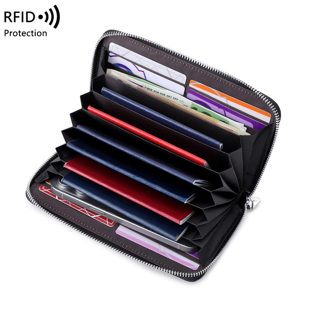 New anti-magnetic women's wallet first layer cowhide long zipper passbook bag large capacity leather passport wallet