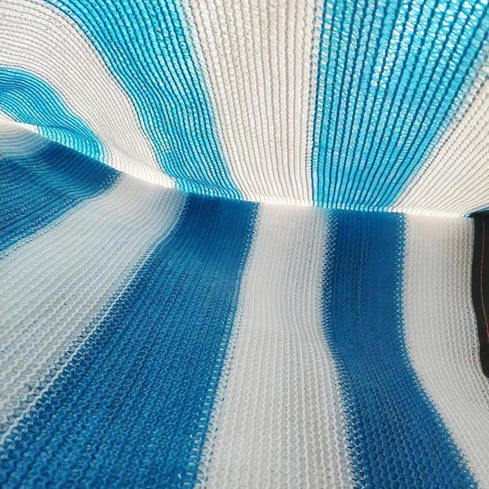 Filet/voile d'ombrage 100×100 cm en PE-HD - bleu/blanc, 100% occultant, œillets aluminium