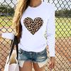 Women Casual Long Sleeve  Leopard Print Heart-shaped Top
