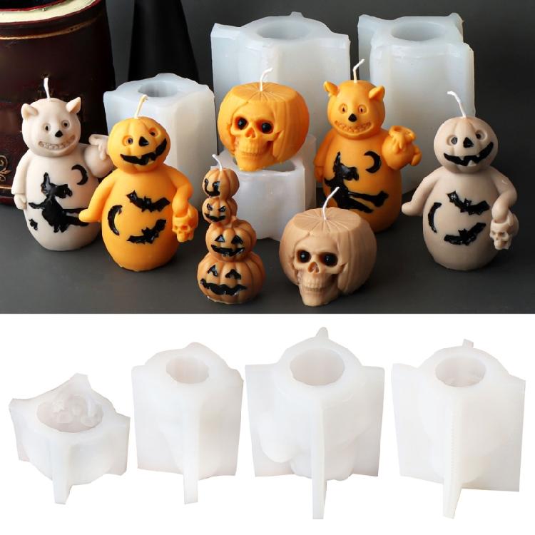 Kürbis-Kerzenformen Halloween-Schädel-Kerzenformen zur Herstellung von Kerzenseife
