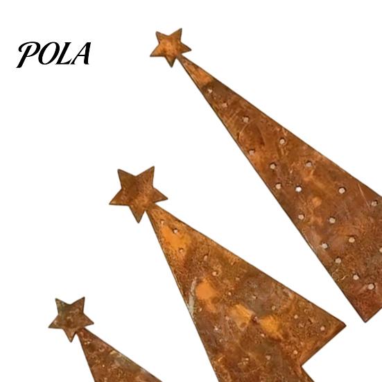 Decorative Yard Ornaments 3 Pcs Christmas Tree Metal Ornament Set, Star-Topped Decorations, Rustproof Fun Garden Sculptures Lightweight Holiday Decor