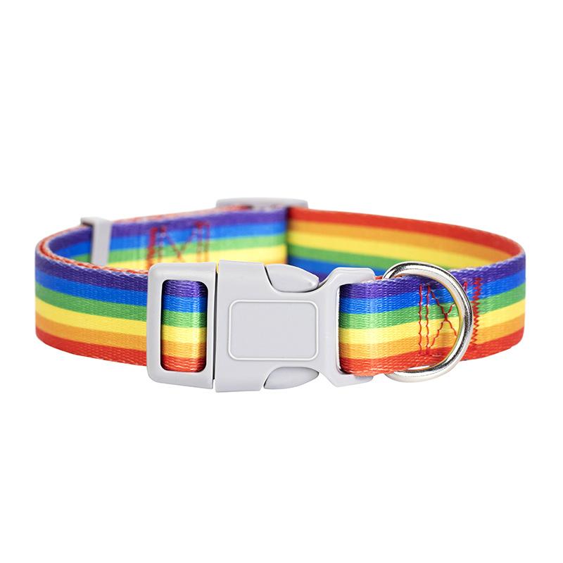 Rainbow Walking Dog Rope Large Medium And Small Traction Rope Snap On Pet Collar Nylon Strap Woven Dog Pet Accessories