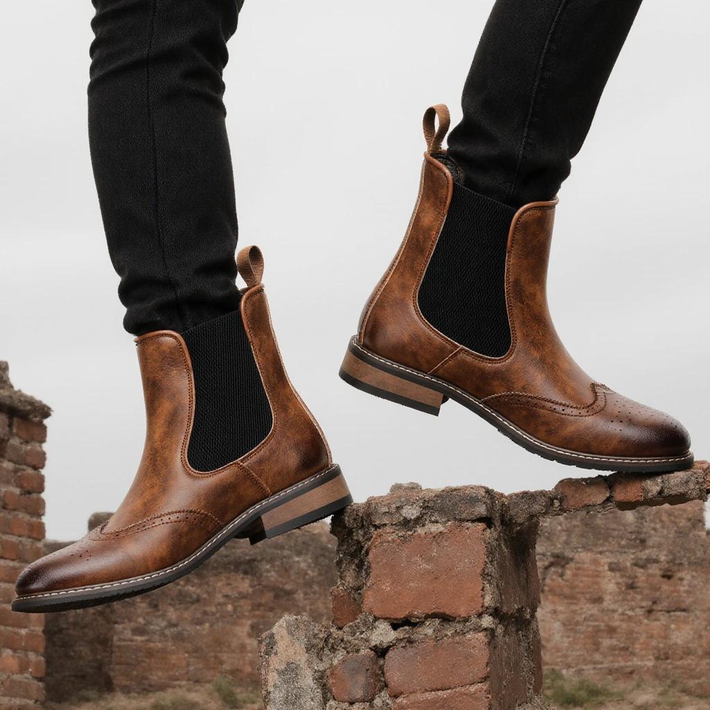 

Ankle Boots 2026 Brand Casual Comfortable Fashion Leather Boots 44 мідний