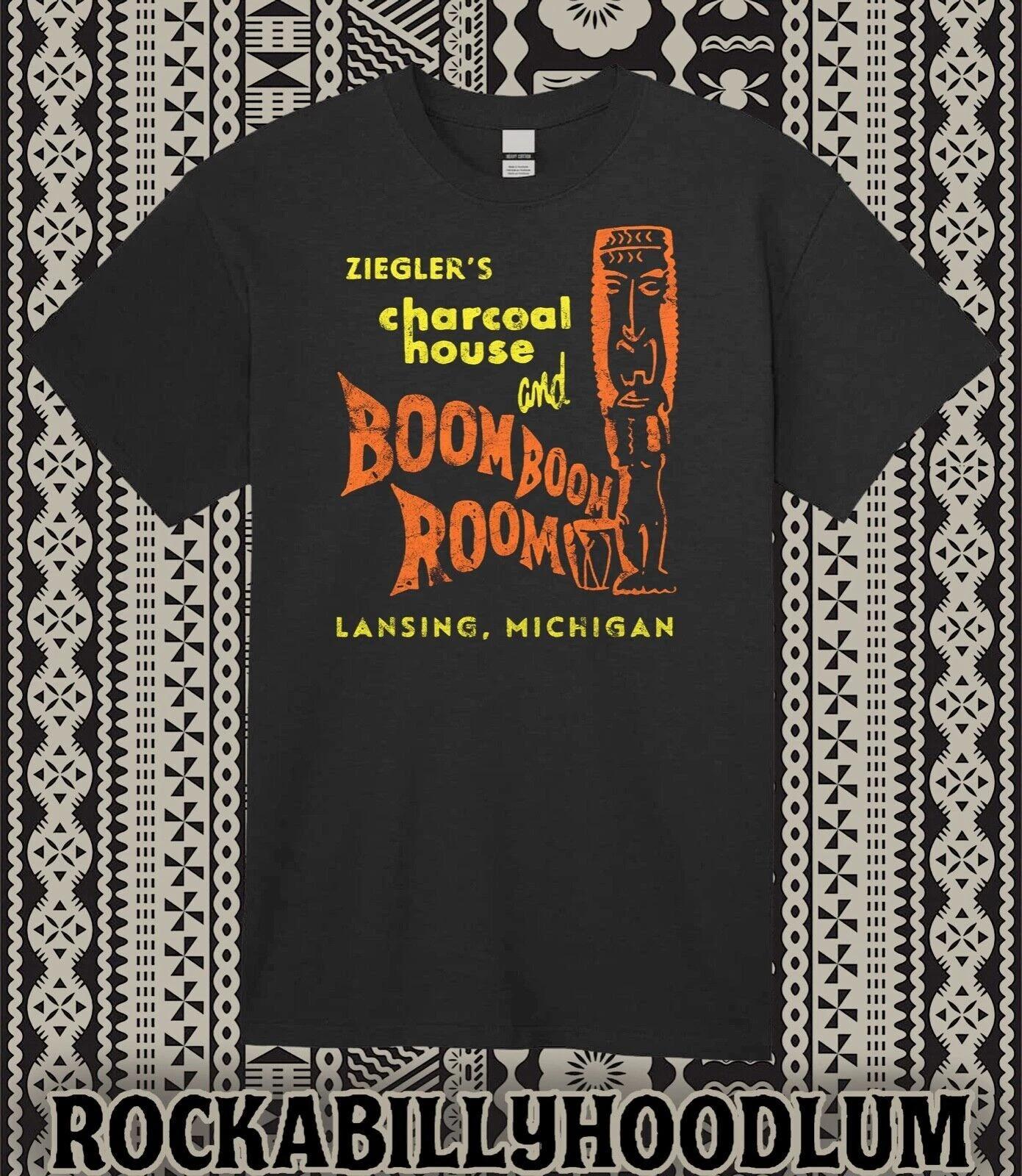 

Retro Tiki Art Tee T Shirt Bar Mug Restaurant Ziegler Boom Boom Room MI XL