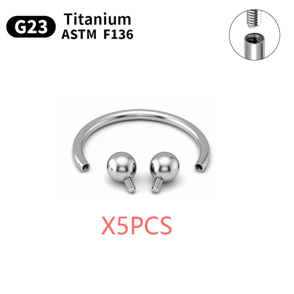 5/50PCS G23 Titanium Eyebrow Piercing Nose Ring Septum Helix Cartilage Piercing C rod Body Jewelry For Women