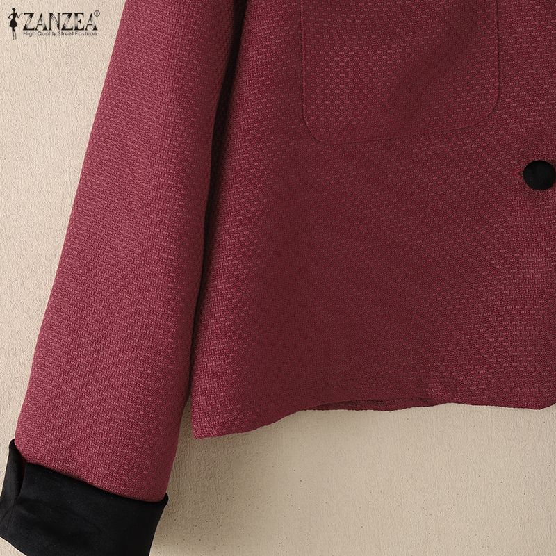 ZANZEA Vestes cardigan décontractées à manches longues et col rabattu pour femmes