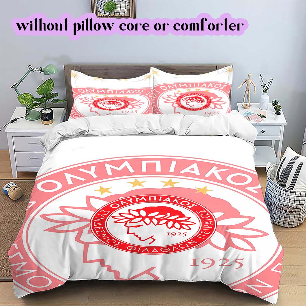 Olympiacos F.C Pattern Bedding Quilt Set Quilt Cover Pillowcase Home Decoration Birthday Gift (1 * duvet cover + 2 * pillowcase, without core)