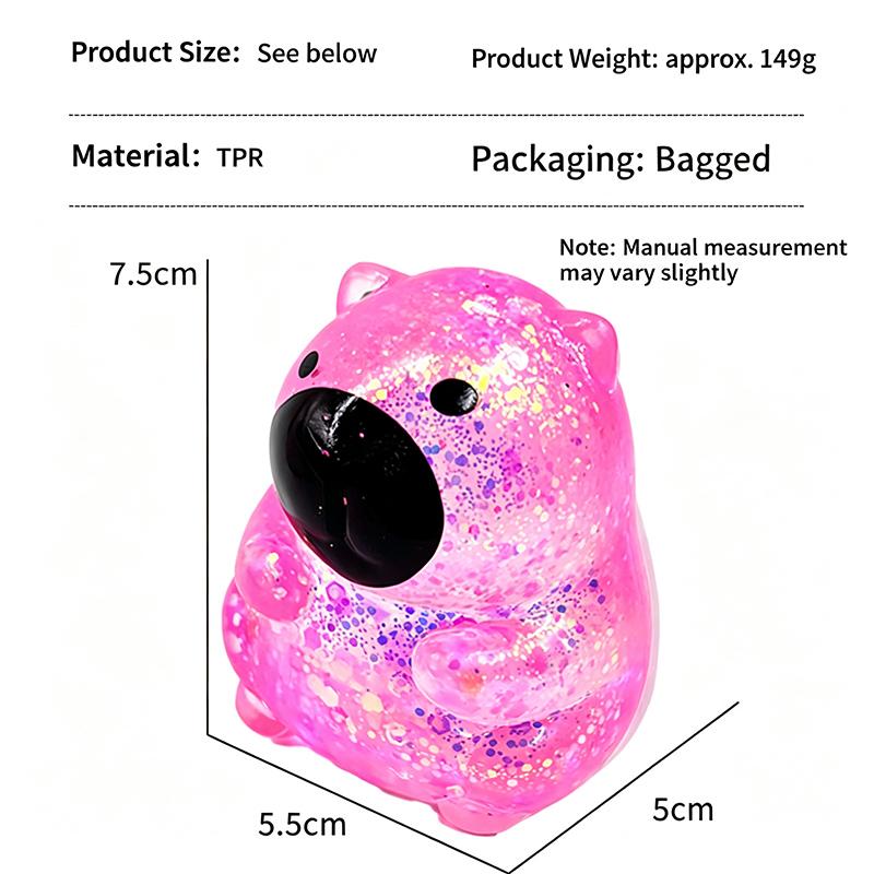 Glitter Capybara Squishies Fidget Toy Cute Capybara Maltose Squishy Slow Rising Stress Relief Fidget Toy