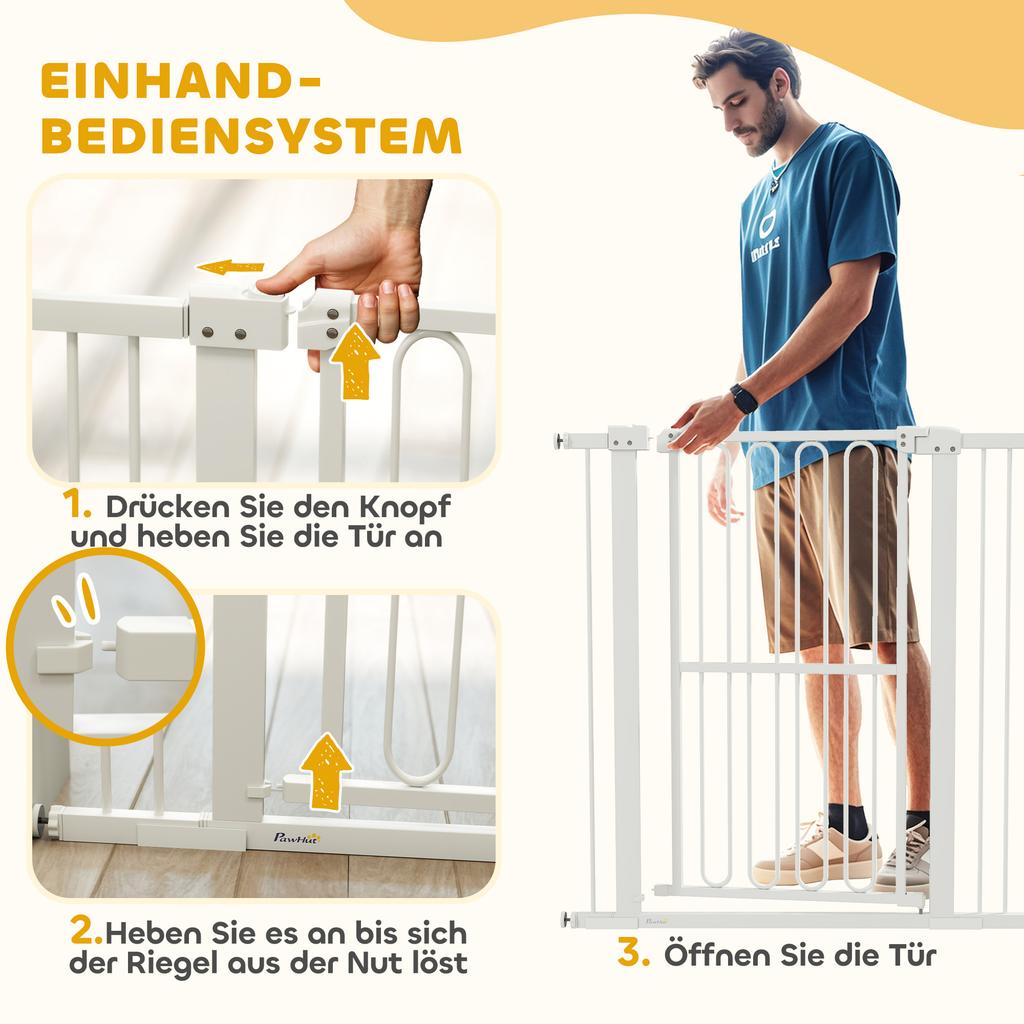 Dog Safety Gate, 76-104 Cm Barrier Gate Without Drilling, Stair Gate