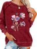 Ladies Spring/Fall Sweatshirt Women's Oversized Pullover Sweatshirt Fashion Flower Print Top