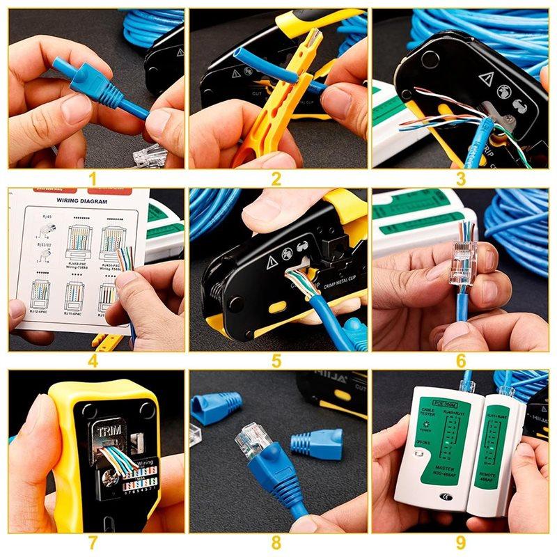 A25F-Modular Data Cable Crimper RJ45 Crimp Tool For Cat5 For Cat6 For Cat6a Ethernet Crimper Ratcheting Through Grade Network Pl