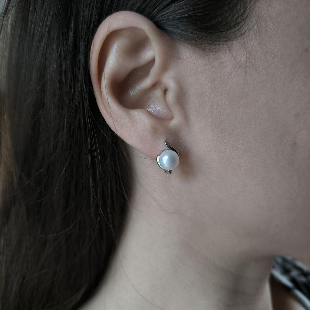 Серебряные серьги с натуральным жемчугом (2187073)