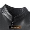 Futing Men's Genuine Goatskin Leather Stand Collar Jacket