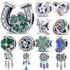 925 Silver Simple Four Leaf Clover Lucky Symbol Series Charm Beads Fit Fine Bracelets S925 DIY Jewelry Gift
