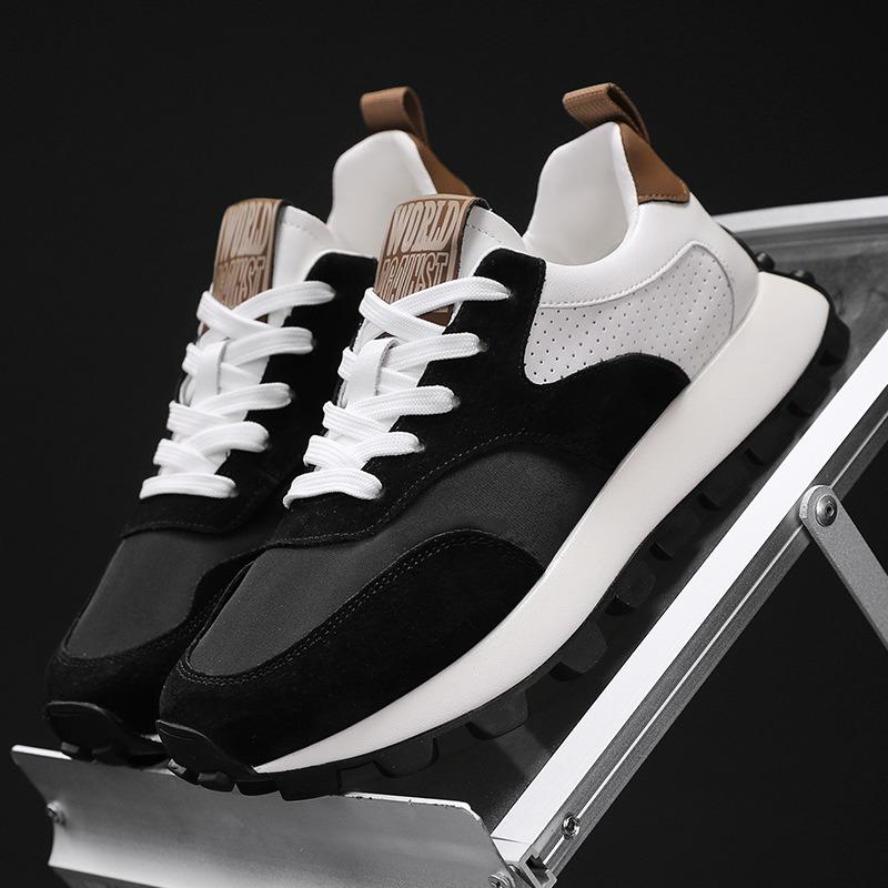 Men Casual Running Shoes Autumn New Platform Lace-up Vulcanized Shoes Outdoor Non Slip Trainers Fashion Microfiber Mens Sneakers