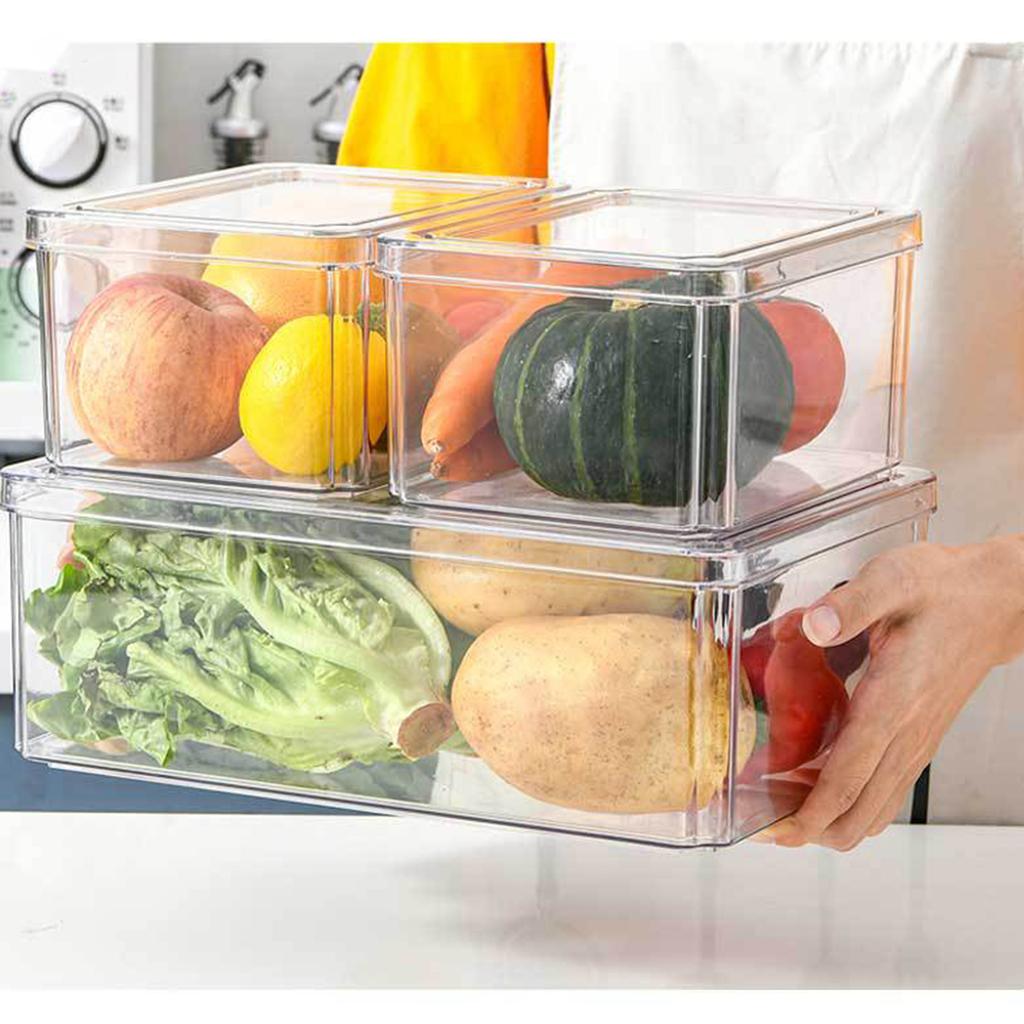 Trainsparent Food Storage Box Rectangular Snack Organizer Fresh Keeping Fridge Container Bin