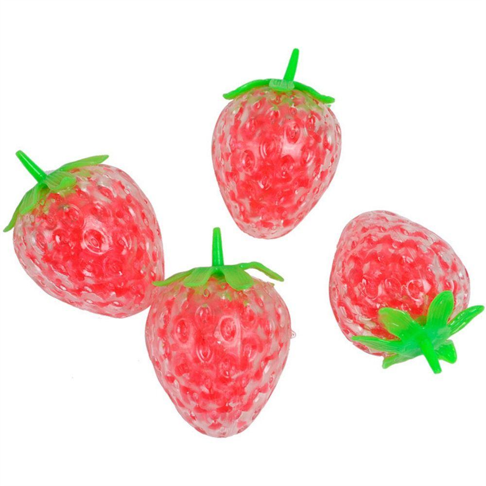 Spongy Strawberry Kids Toy Fidget Squeeze Toys Strawberry Bead Ball Squeeze Toys Stress Ball Toy