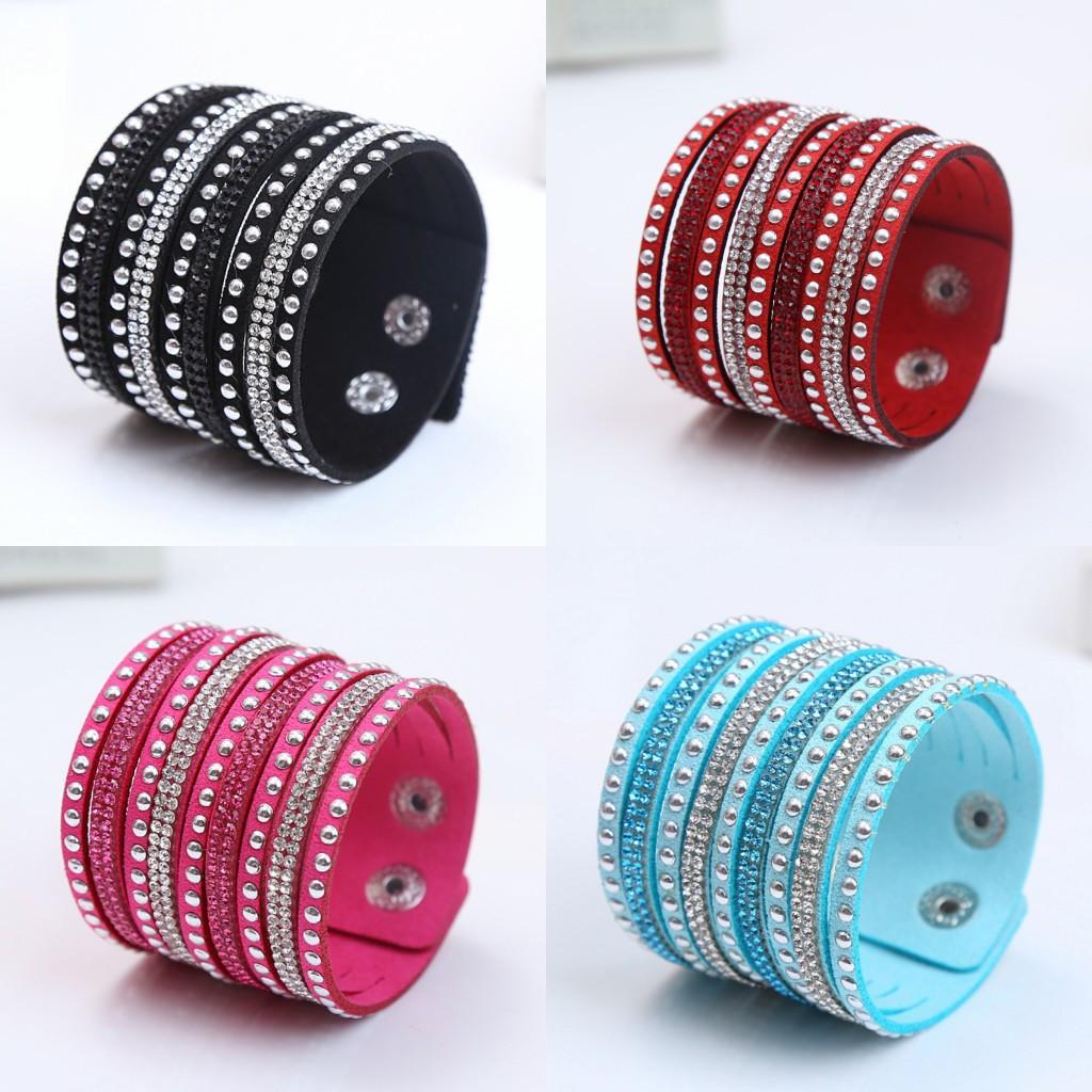 9 Rows of Short High-end Jewelry EBAY Leather Flannel Hot Diamond Bracelet