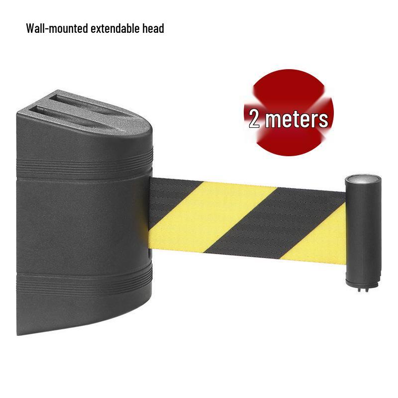 Wall-Mounted Retractable Black & Yellow Safety Barrier Belt for Elevators and Counters