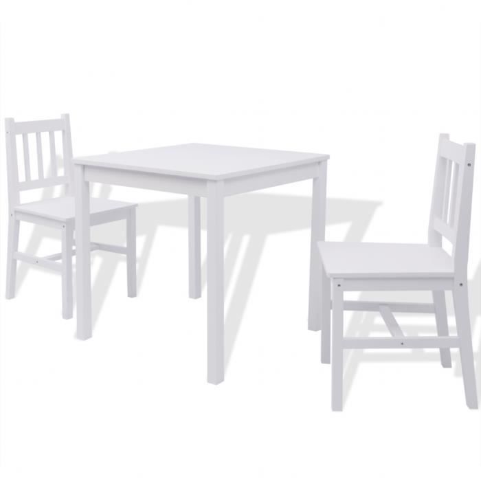 VidaXL Ensemble de salle à manger trois pièces Pinède Blanc