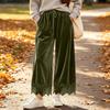Women's Fashion Color Casual Wide Leg Pants with Elastic Waist and Pockets