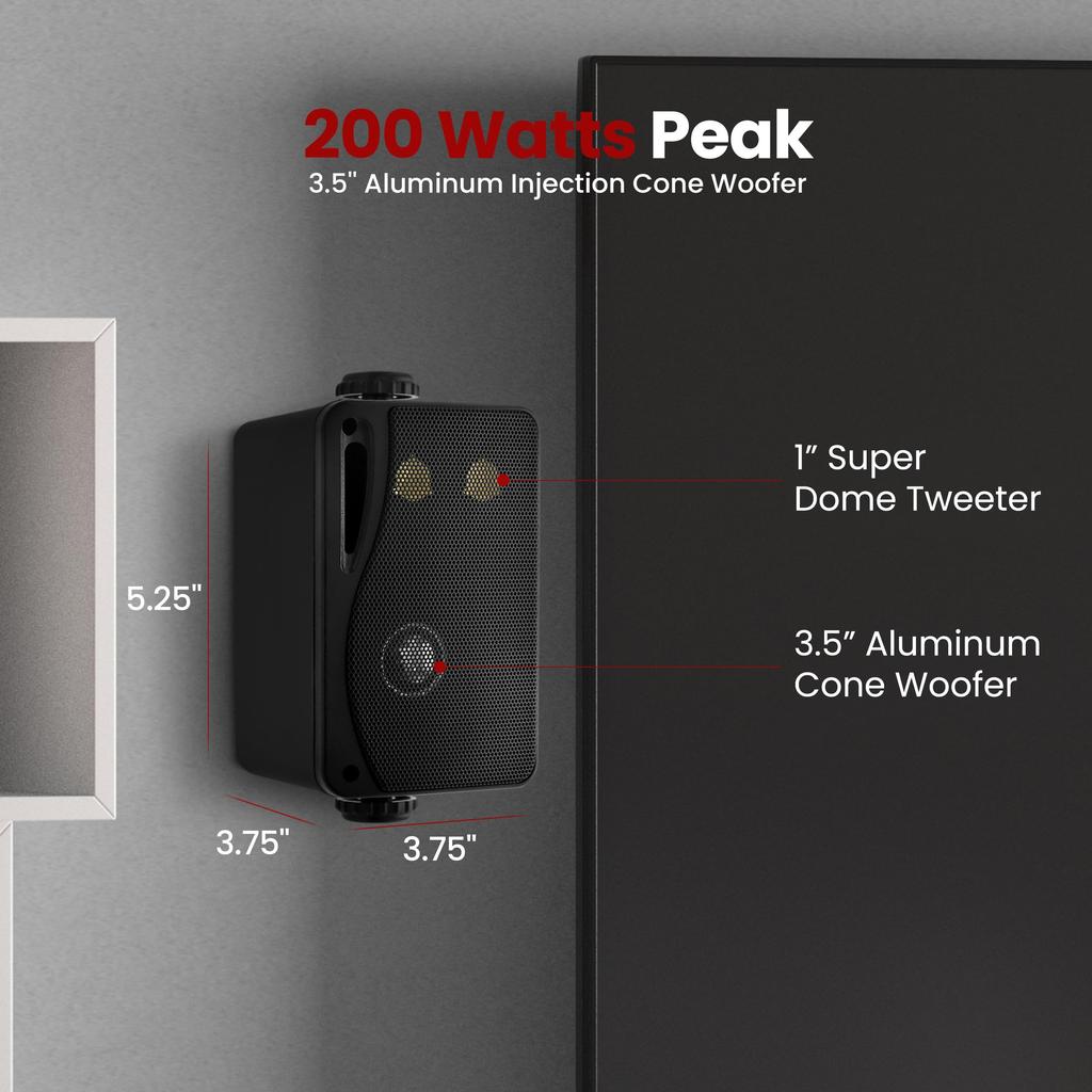 Pyle 3.5-inch 3-Way Waterproof Box Speakers (Black/Pair) (No Built-in Amplifier)