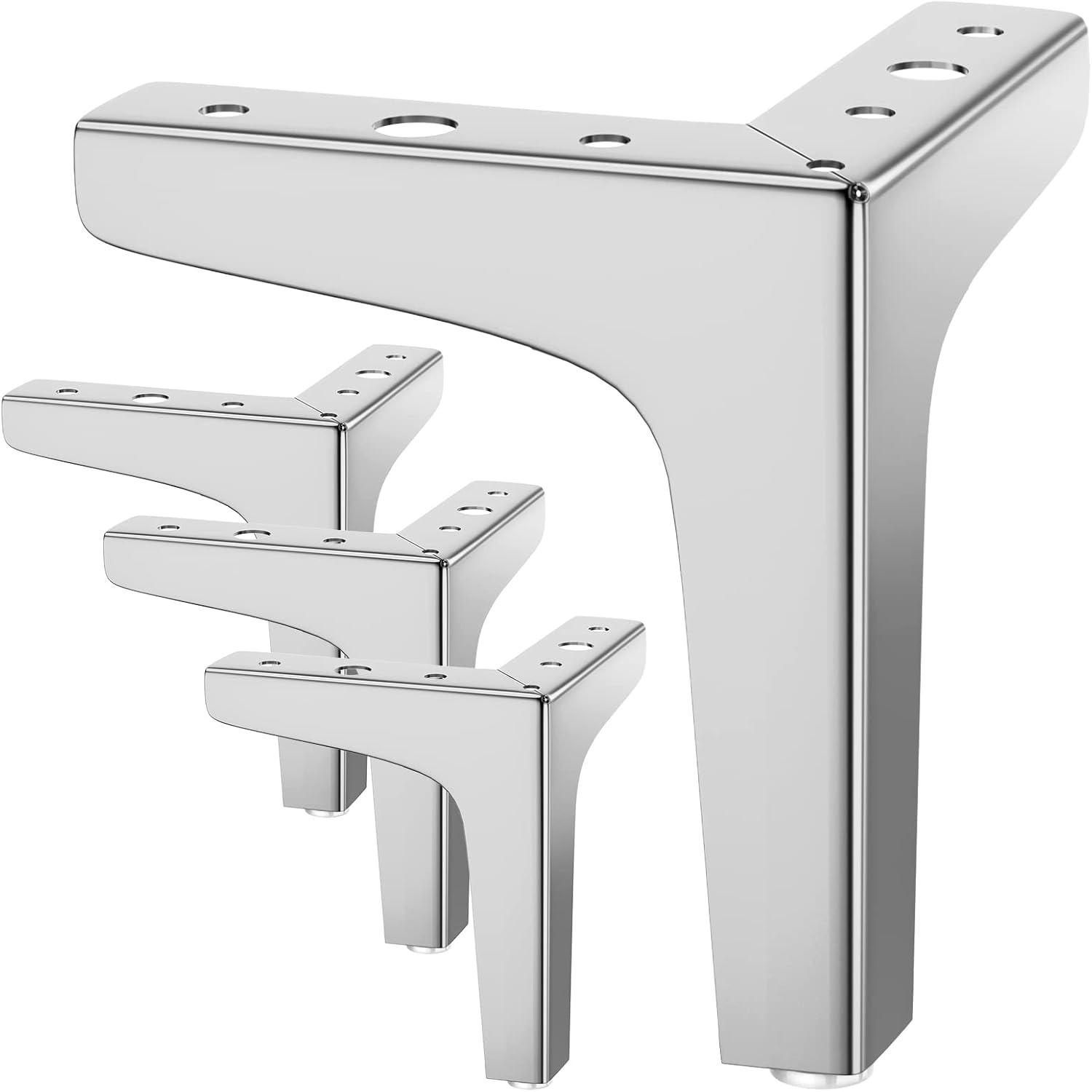 

Комплект из 4 ножек для мебели, черный металл, грузоподъемность до 800 кг, 10 см ножки для тумбы под телевизор, ножки для шкафа 13cm серебряный