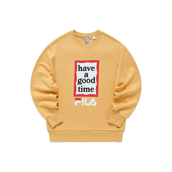 Серия FILA X Have A Good Time Повседневный свитшот с принтом букв, круглым вырезом, длинным рукавом, мужской свитшот, желтый F11U149204F-YE XL