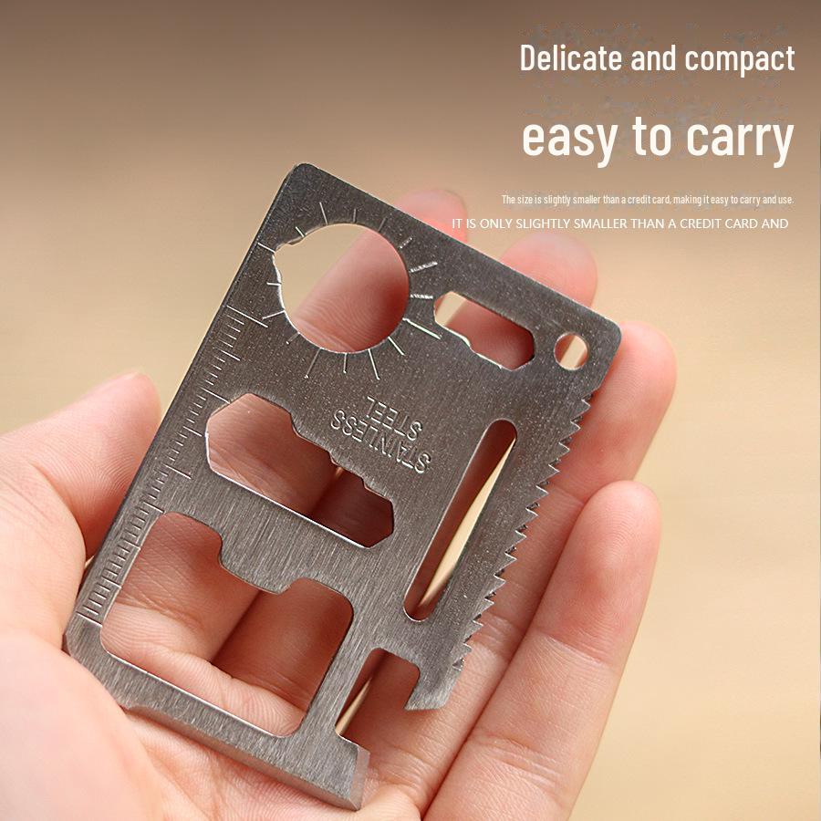 11-in-1 Multifunctional Outdoor Camping Tool Card: Swiss Army Knife Card & Life-Saving Tool