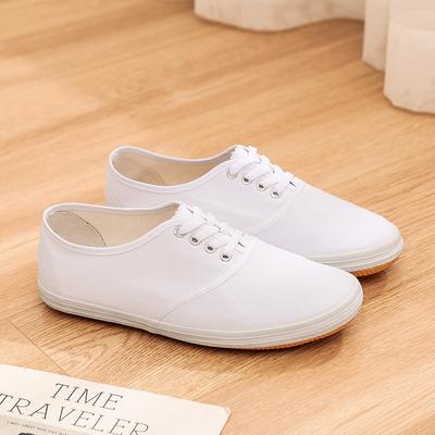 Męskie i damskie białe buty do tańca, buty do gimnastyki szkolnej, buty z płótna malowanego ręcznie, buty sportowe z płaską podeszwą, antypoślizgowe, oddychające białe buty