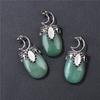 1pc Moon, tribal style pendant, natural stone,Tiger Eye,Jades,Crystal Stone Fashion Pendant Charm For Jewelry Making 26*52MM