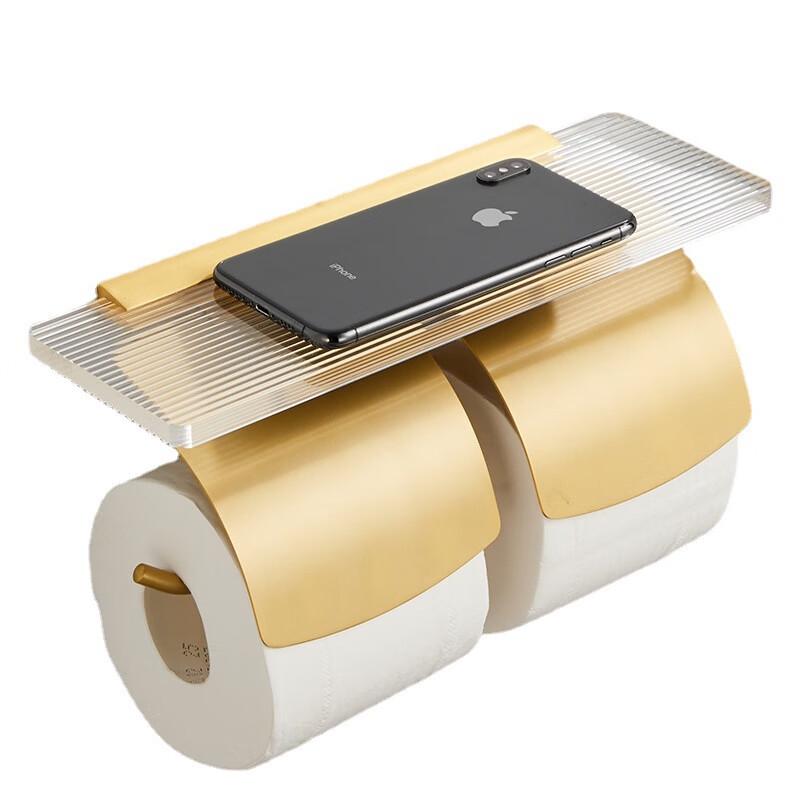 Punch-Free Acrylic Toilet Paper Holder with Lid & Storage Shelf