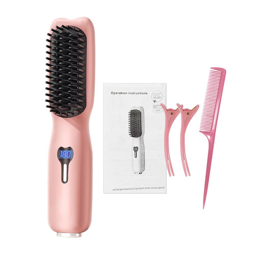 Hair Straightening Brush Negative Ion Electric Hot Heated Comb Multifunctional Straightener Ceramic Comb Quick Hair Styler