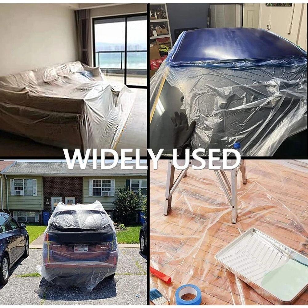 Durable Pre-Taped Masking Film Transparent Furniture Dust-proof New Automotive Paint Coverage