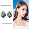 Korean Style Geometric Zircon Needle Ear Studs for Women - Retro Fashionable Earrings