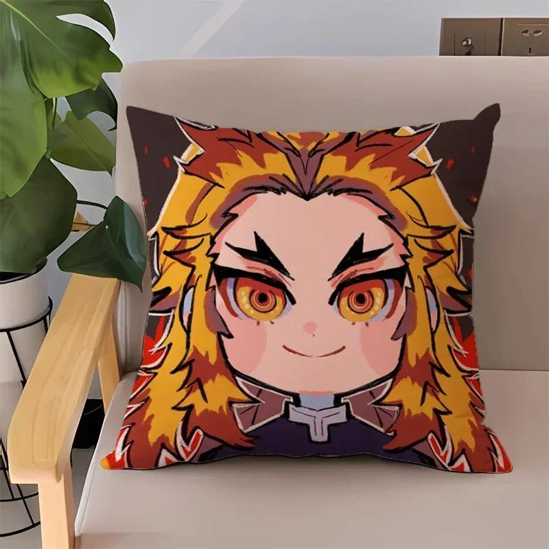 Pillowcase 45x45 Pillow Cases for Bed Anime Demon Slayer Children's Cushion Cover Double-sided Printing Couch Pillows Home Decor