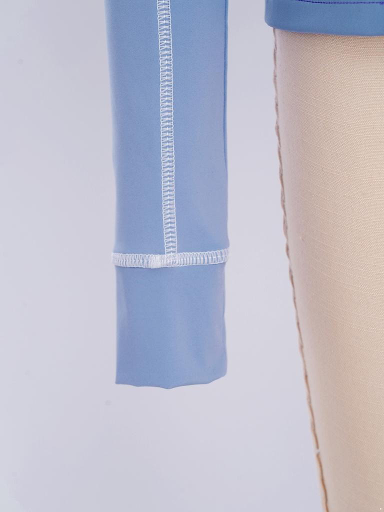 Mädchen Reitshirt: Pullover mit Stehkragen, langen Ärmeln, Reißverschluss, Daumenlöchern und Taschen, Reitsport-Oberteil