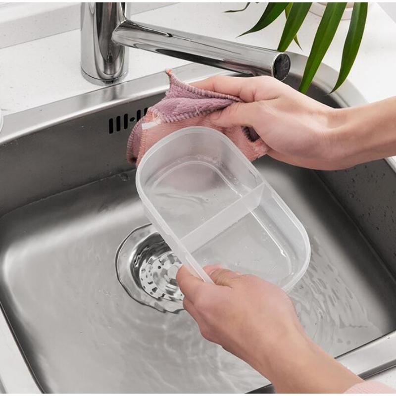 Dual Compartment Covered Kitchen Food and Miscellaneous Grain Sealed Jar Multifu Home Kitchen Refrigerator Plastic Storage Box