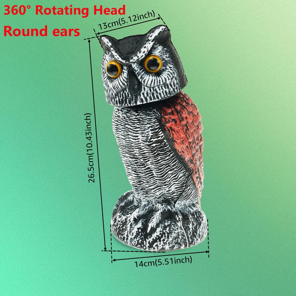 Bufniță Solară Realistă de Atracție Plastic Sculptură Bufniță Sperietoare cu Ochi Roșii Intermitenți și Sunet Pentru Grădină Curte Alungare Păsări