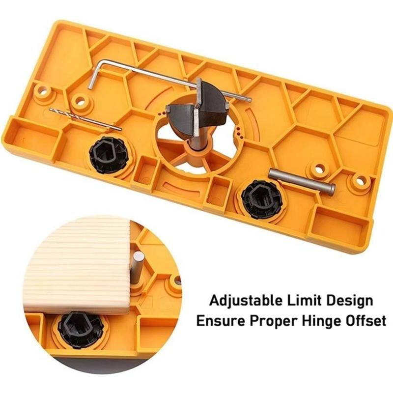 A27F-Door Hole Template Hinge Jig Drilling Hinge Hole Tool Kit Positioning Cup Style Boring Guide Hinge Hole Locator