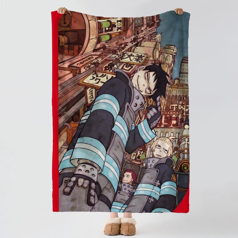 anime F-Fire Force-e Throw Thick Comfort Flannel Quilt, Multi-scene Use Indoor Outdoor Daily Nap