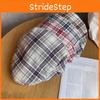 Women Summer Grid Beret Hat Short Brim Cotton Blend Material Sun Sunlight Block