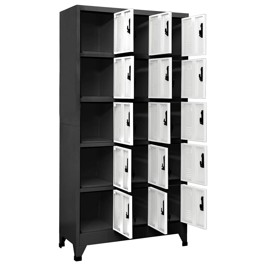 Locker Cabinet Anthracite and White 90 x 40 x 180 cm Steel