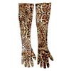 Gold Velvet Long Gloves Leopard Print Clubwear Mittens Fashion Dinner Dress Gloves  Halloween