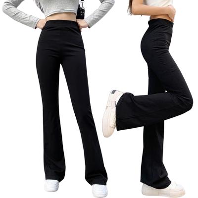 Pantaloni Evazați de Damă la Modă, Pantaloni Culoare Solidă cu Talie Înaltă și Picior Larg, Streetwear Casual Hipster