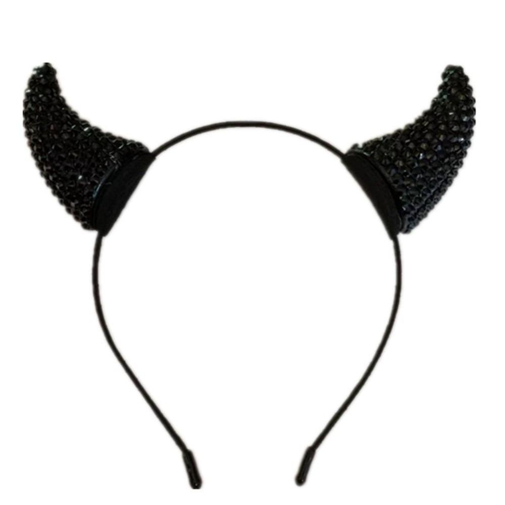 Rhinestone Cow Horn Hairband Glitter Horn Hairpins Cute Halloween Hair Hoop Makeup Up